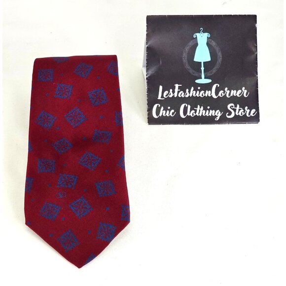 Valentino Cravatte Men's Silk Tie Red & Blue Geometric Pattern Made In Italy 248 - Picture 10 of 11
